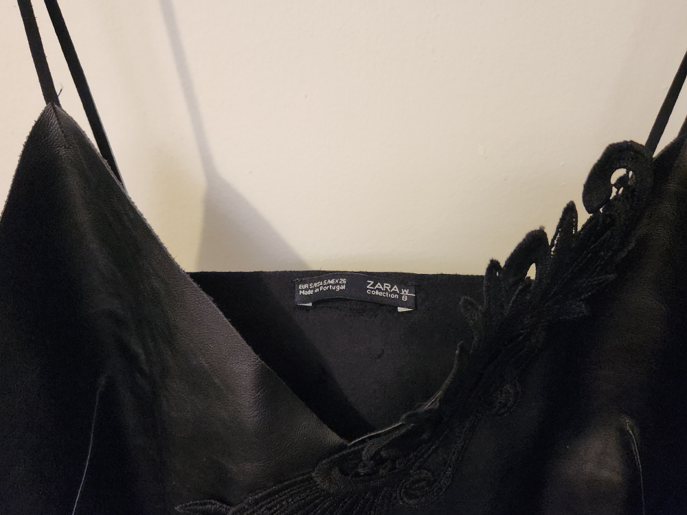 Zara Black Faux Leather Top and Skirt - photo 3