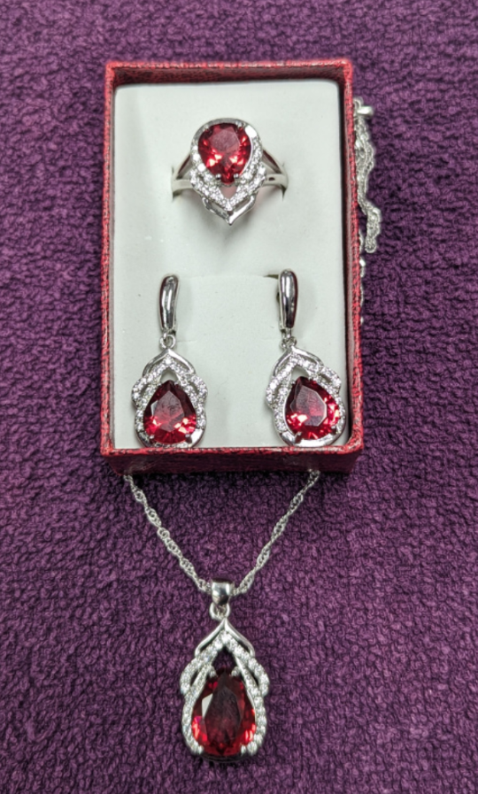 Jewelry Sets 925 Starling Silver Earrings/ Necklace/Ring