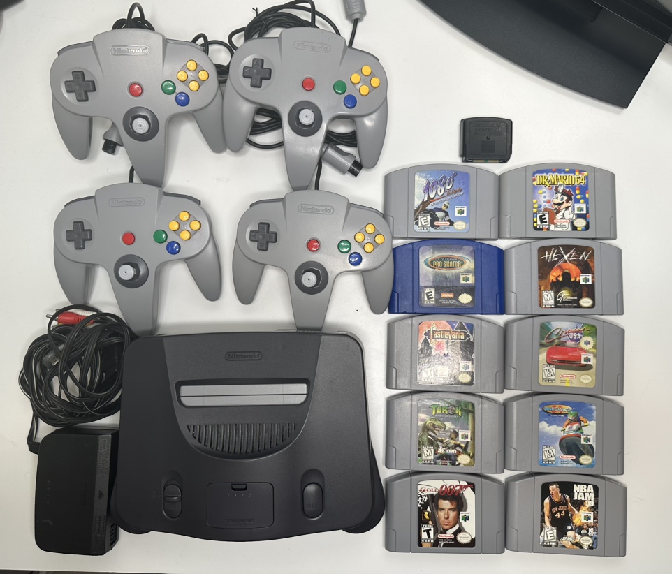Nintendo 64 with controllers and games thumbnail
