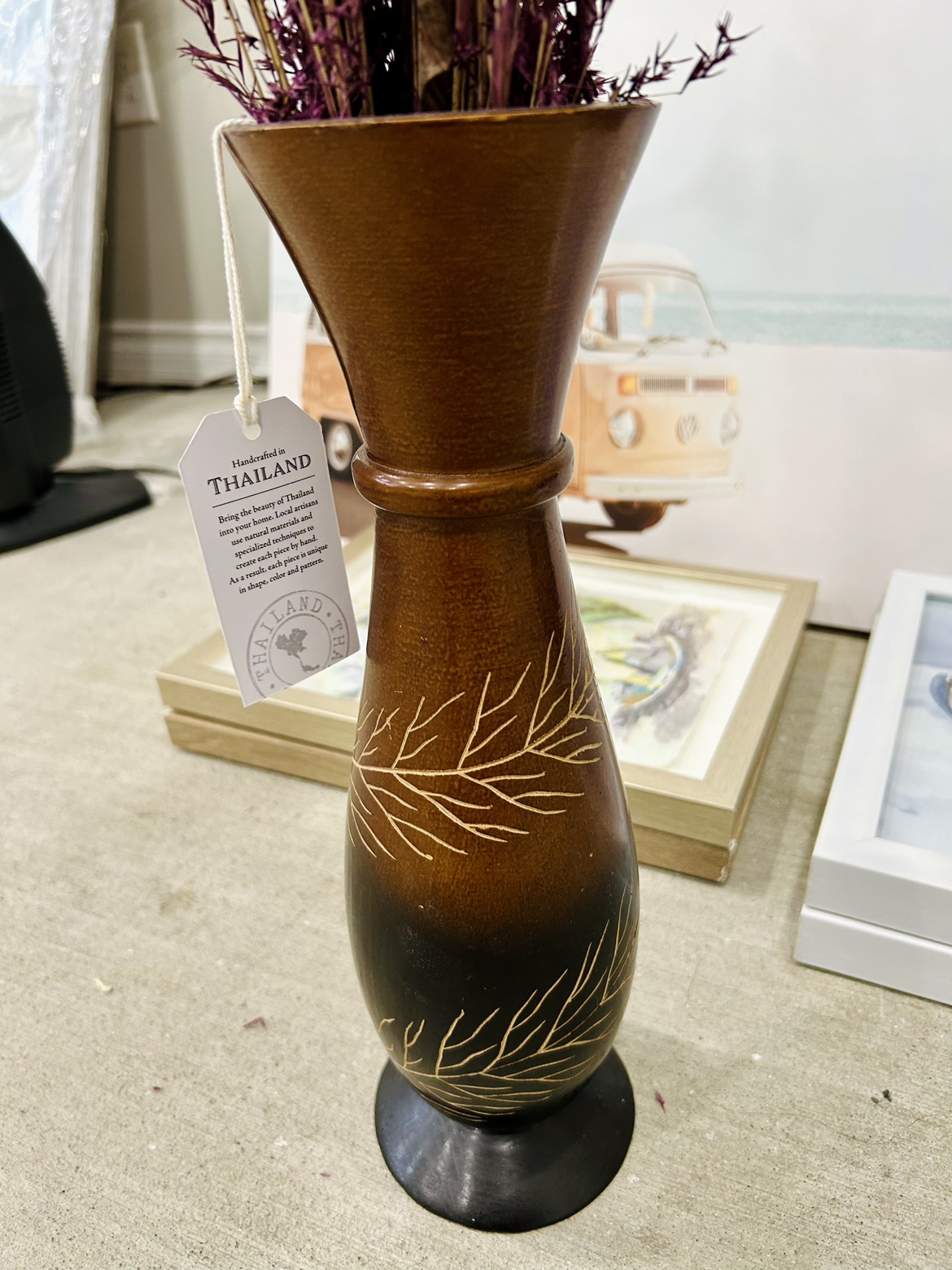 Wooden Vase handmade in Thailand thumbnail