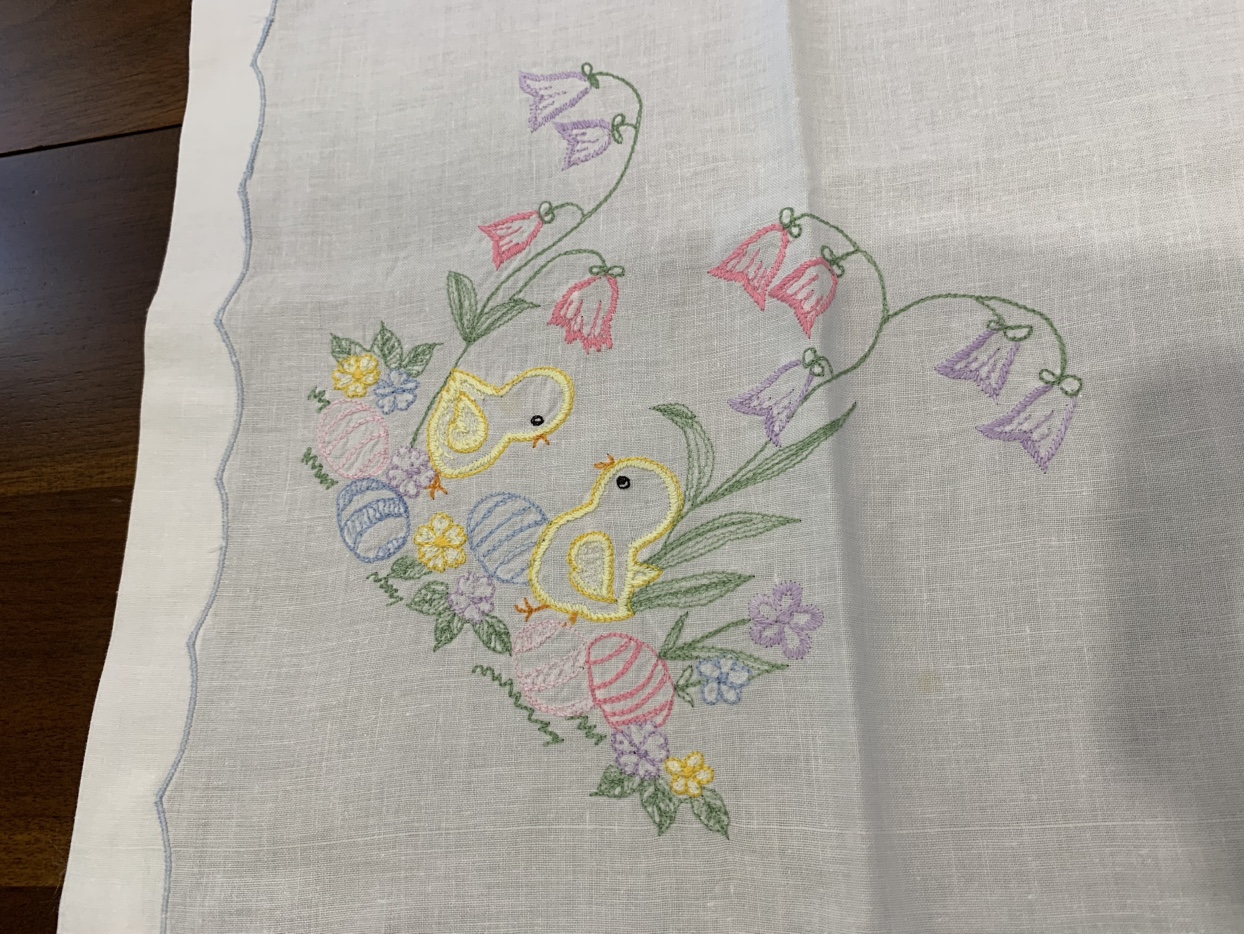 Embroidered Lace and Cotton Easter Themed Tablecloth image indicator(5)