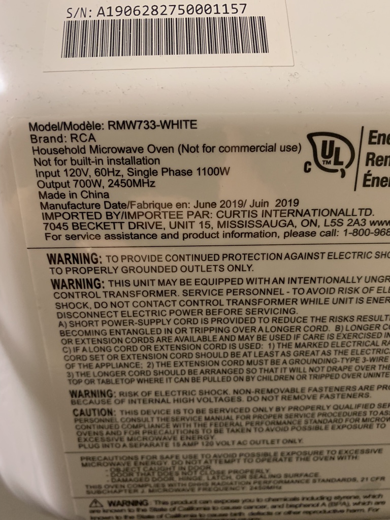 RCA Microwave - photo 5