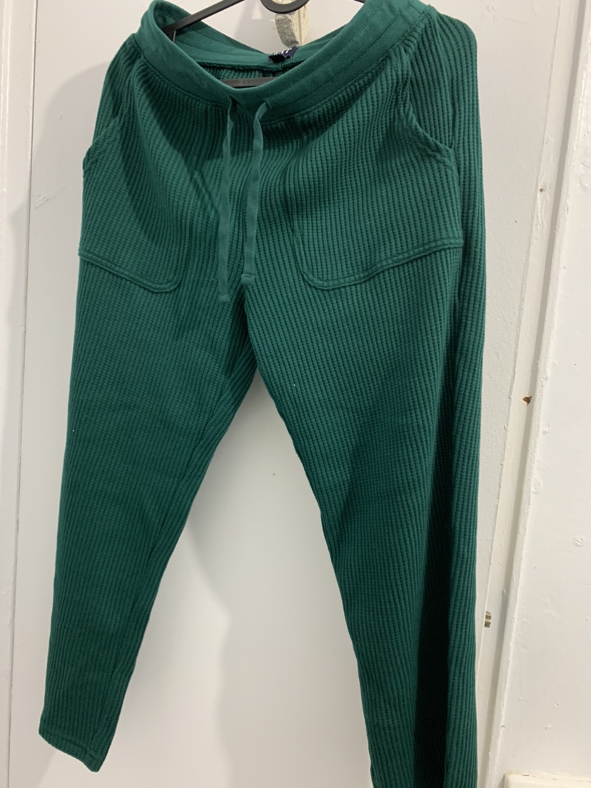 Green Waffle Knit Pants