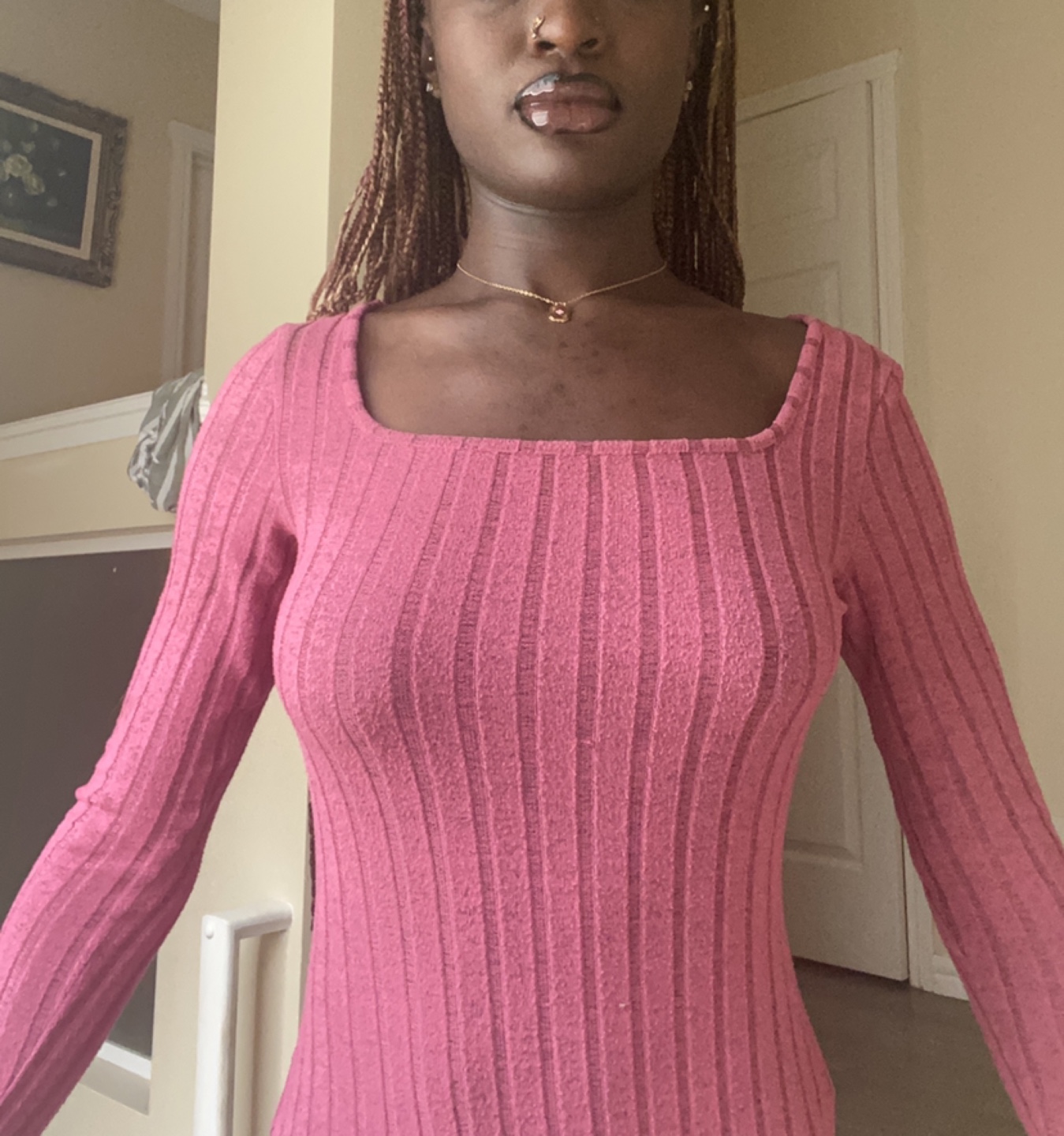 Pink Ribbed Maxi Dress thumbnail