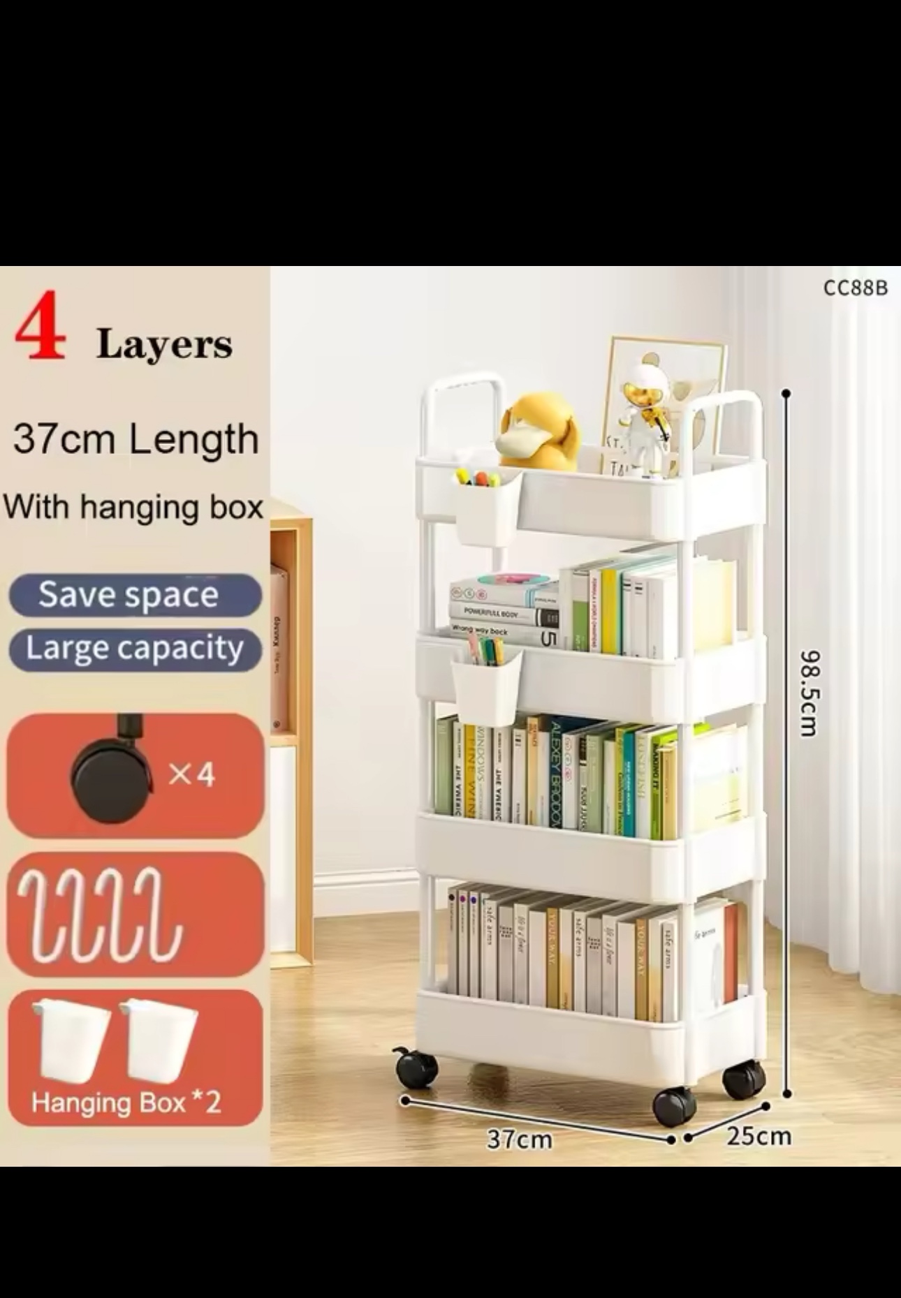 MOVABLE TROLLEY CART, PLASTIC WITH LITTLE DENTS - photo 4