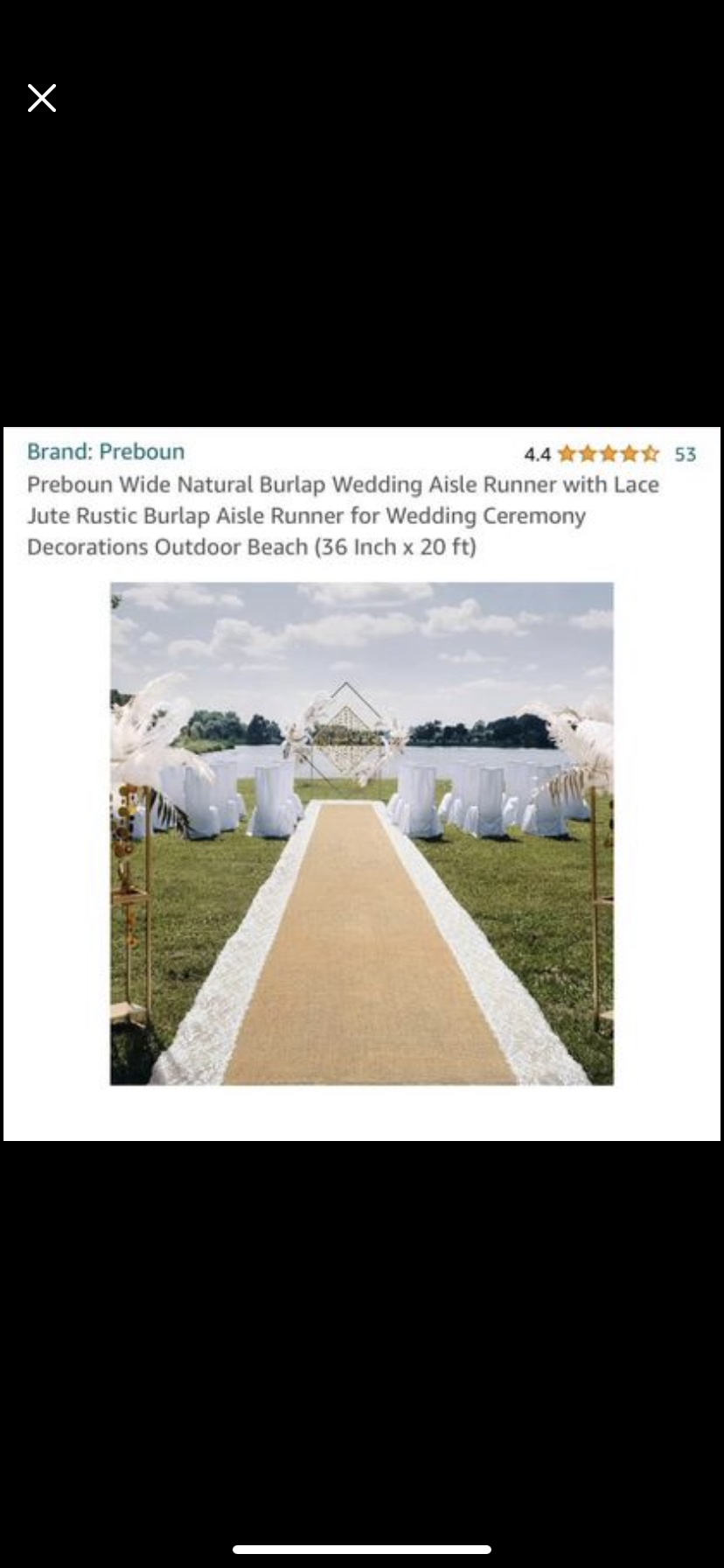 Burlap Wedding Aisle Runner (2 x 20Ft) thumbnail