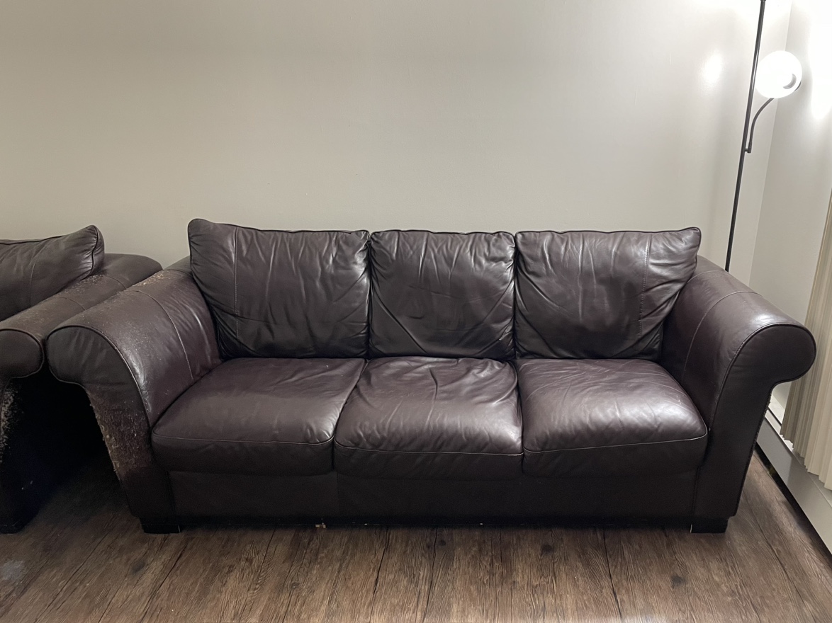 Brown Leather 3-seater Sofa and 1-Seater Set