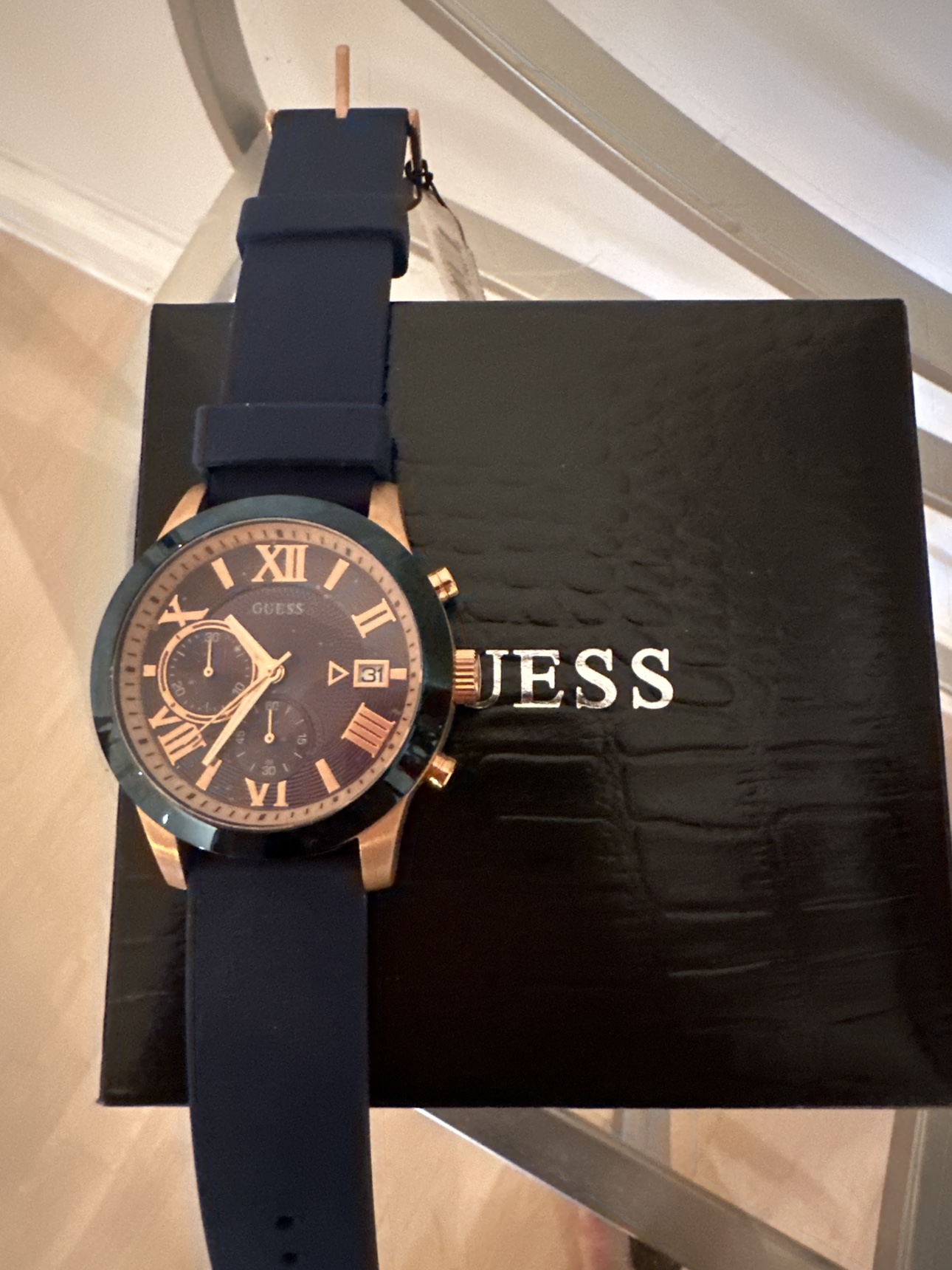 Brand new Guess Watch with Black Face and Blue Band image indicator(3)