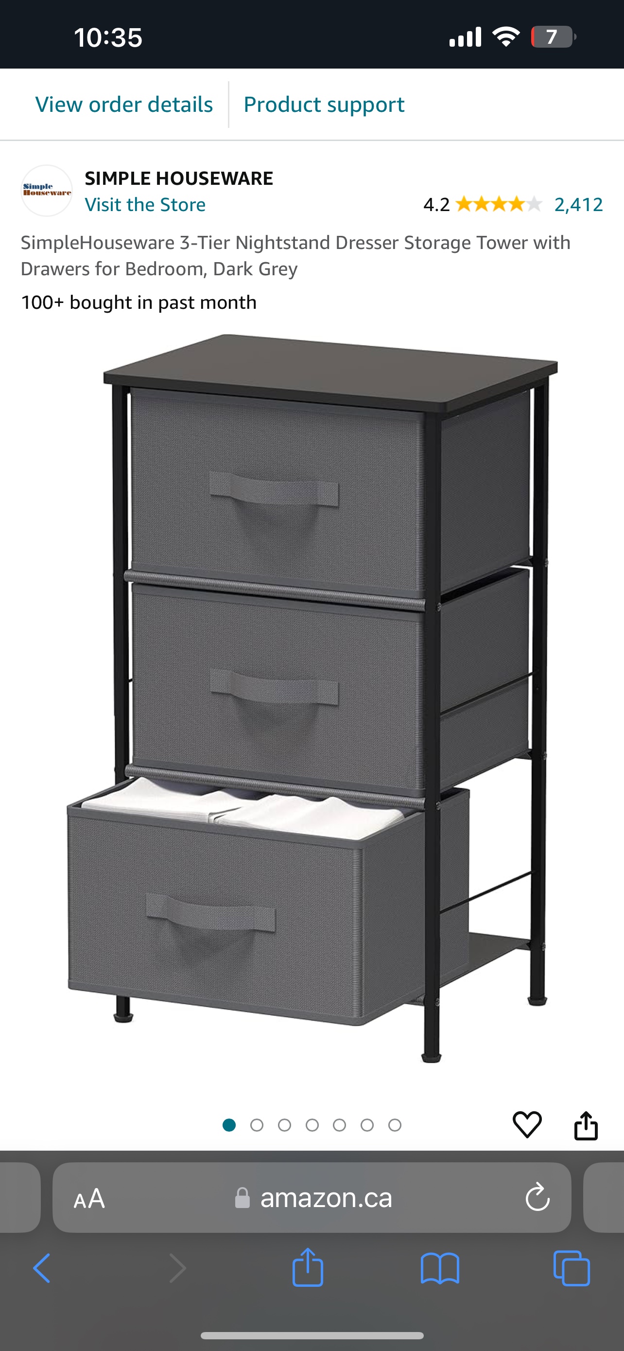 3-Tier Nightstand Dresser Storage Tower