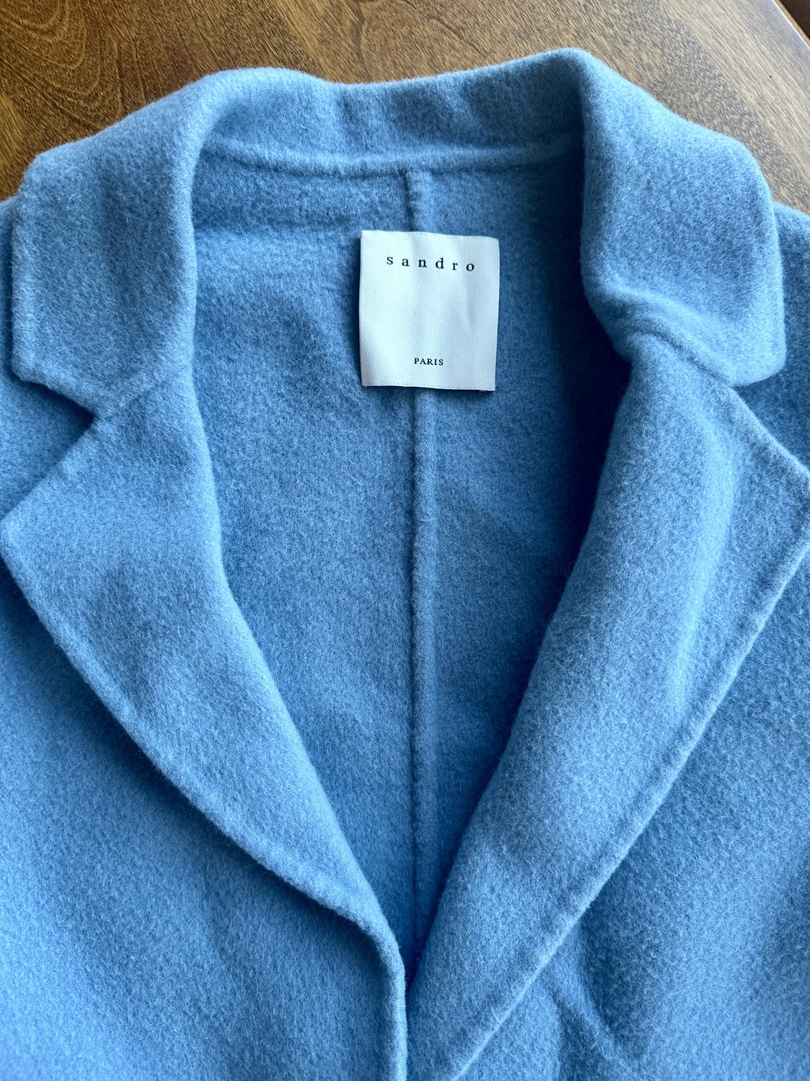 Sandro French Blue Boiled Wool Coat thumbnail