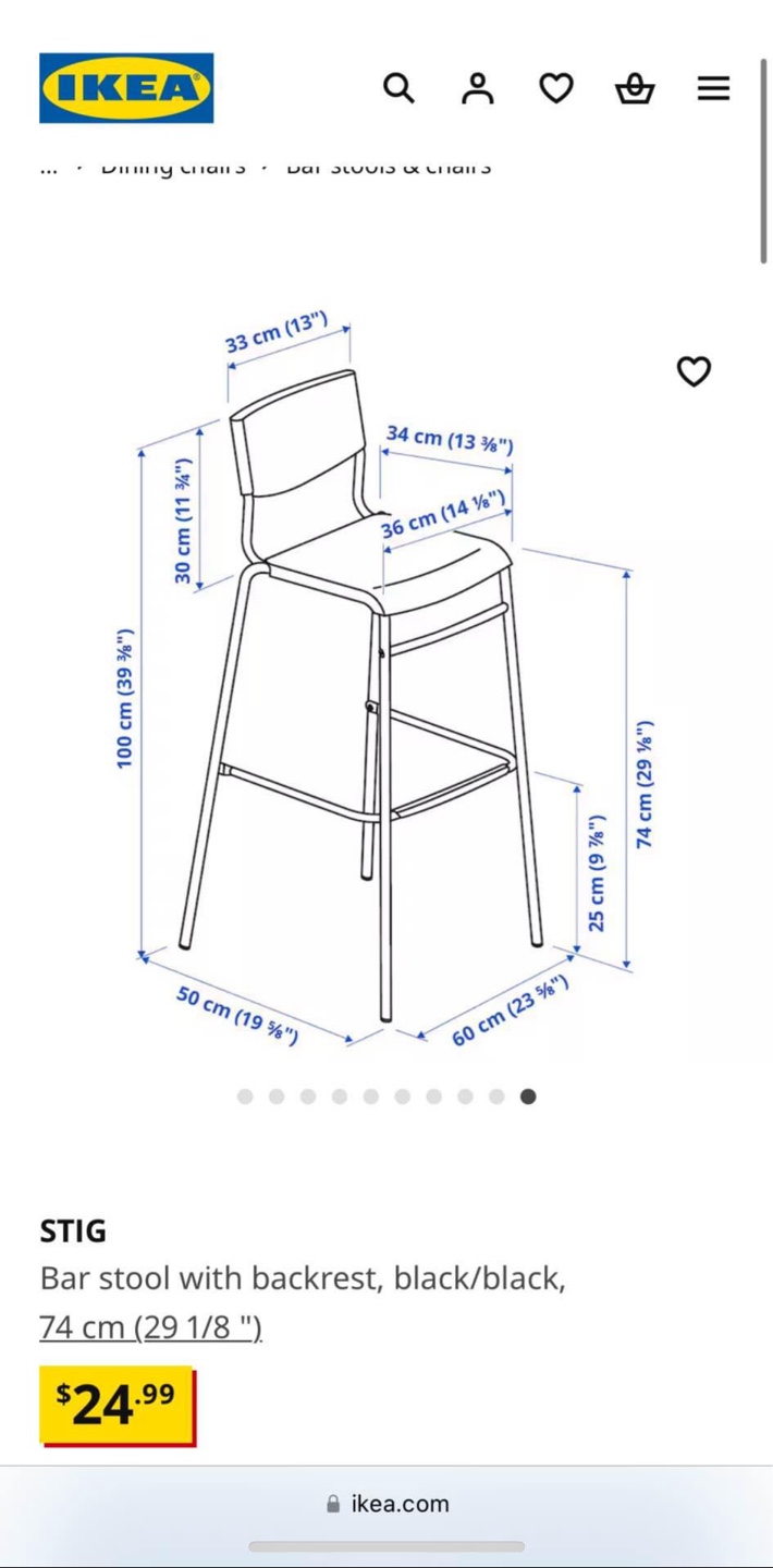 2 Ikea Stig Bar stools 74cm version - photo 2