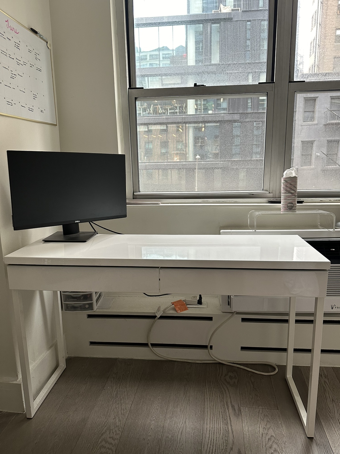 High Gloss 2 Drawer White Desk - photo 2