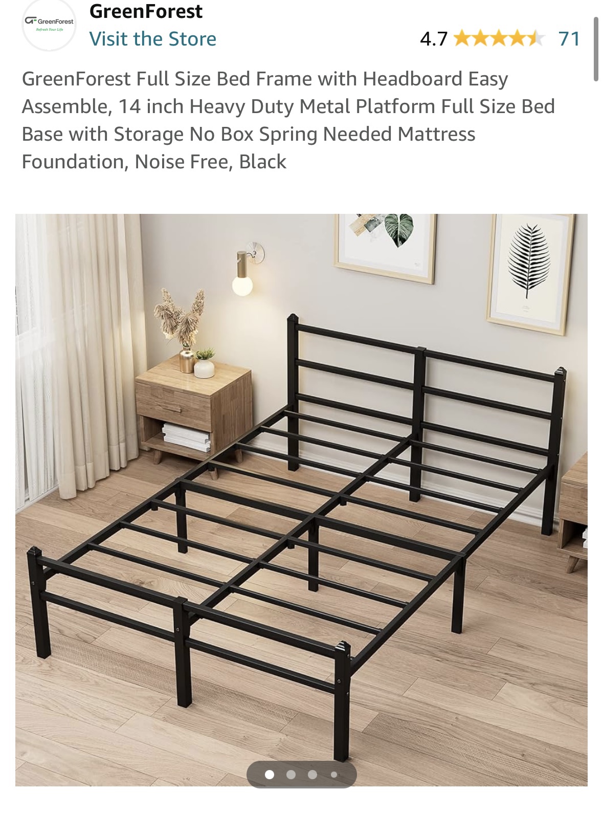 Full Black Metal Bed Frame with Headboard