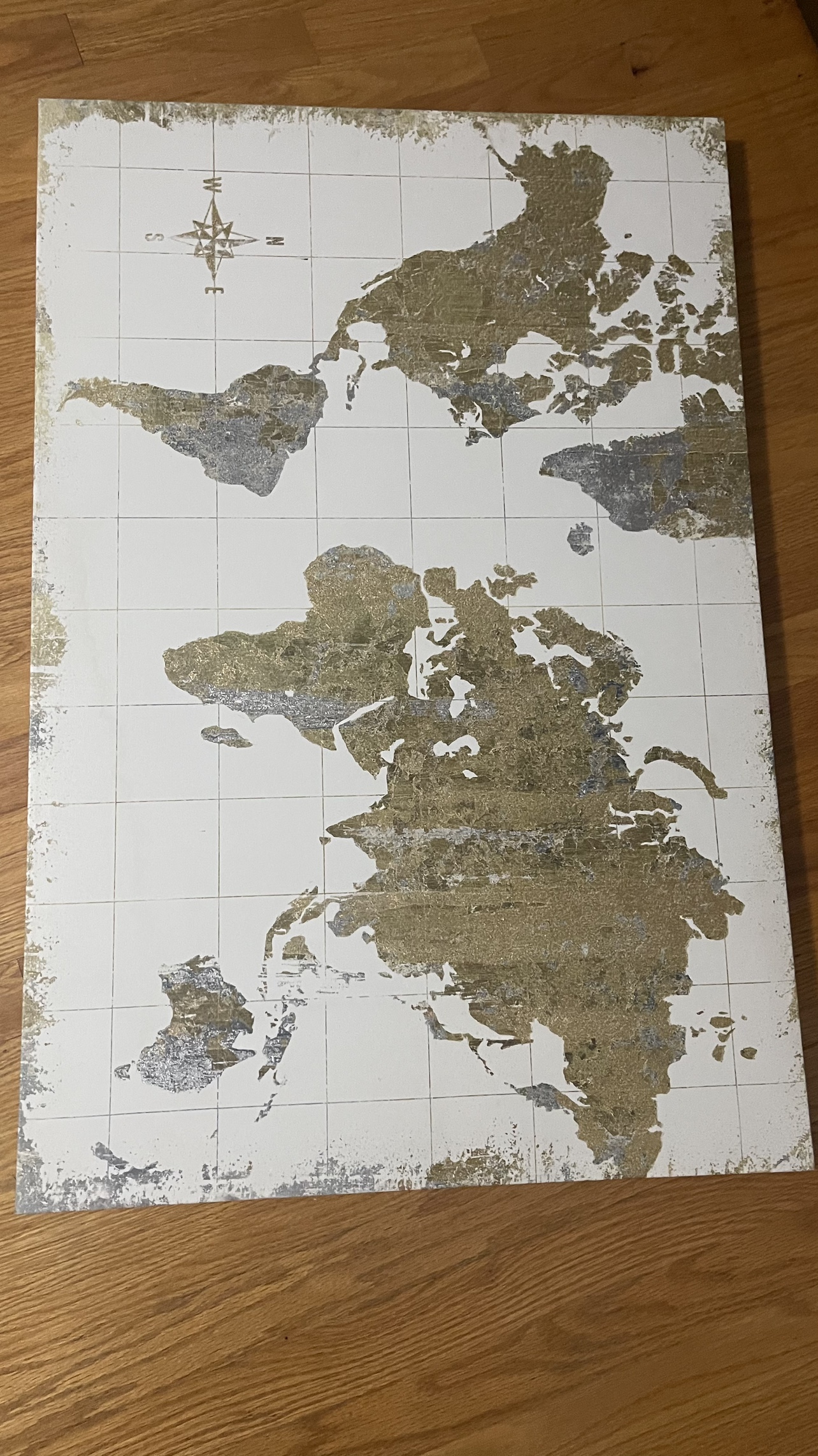 Gold and Silver World Map Canvas wall decoration - photo 2
