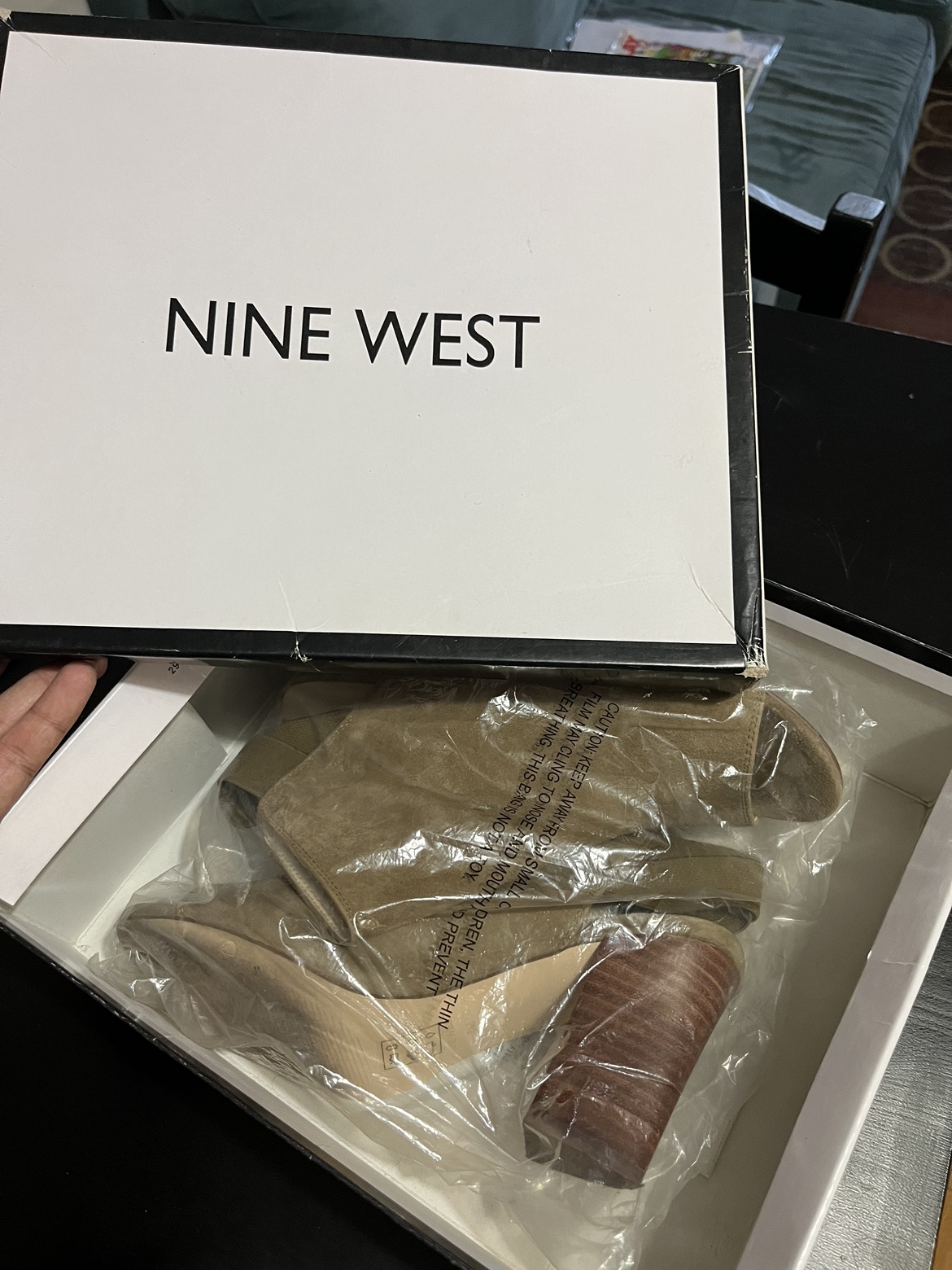 Nine West Women’s Suede Leather Open Toe Ankle Boots Size 8 image indicator(5)