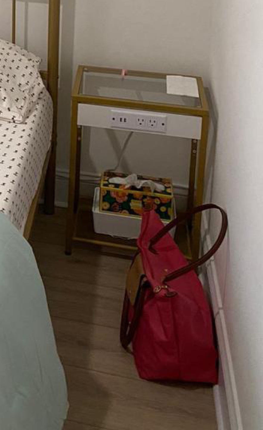Gold Side Tables with Outlets - photo 2