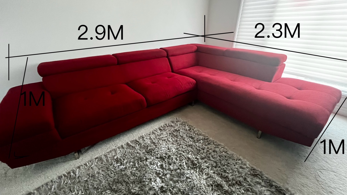 Red Modern fabric sectional in excellent condition