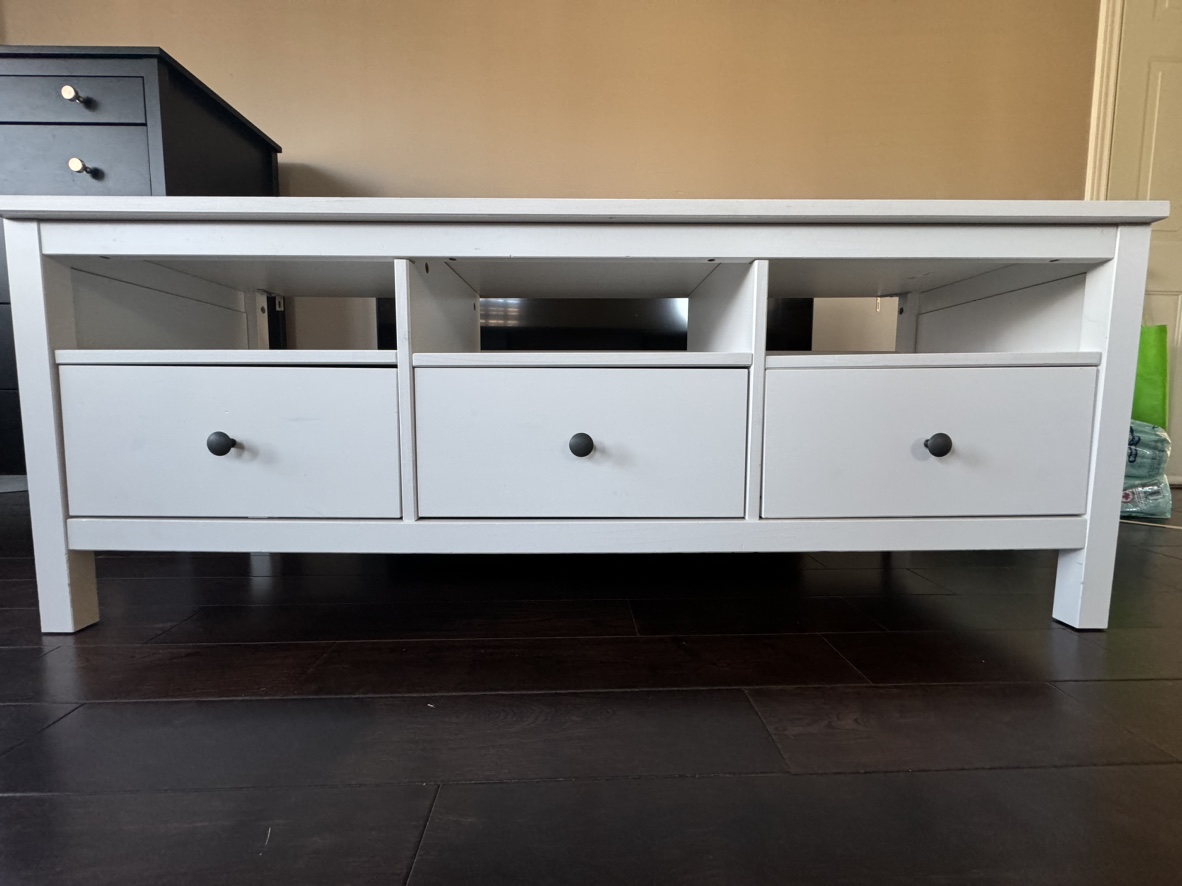 White TV Stand with Drawers