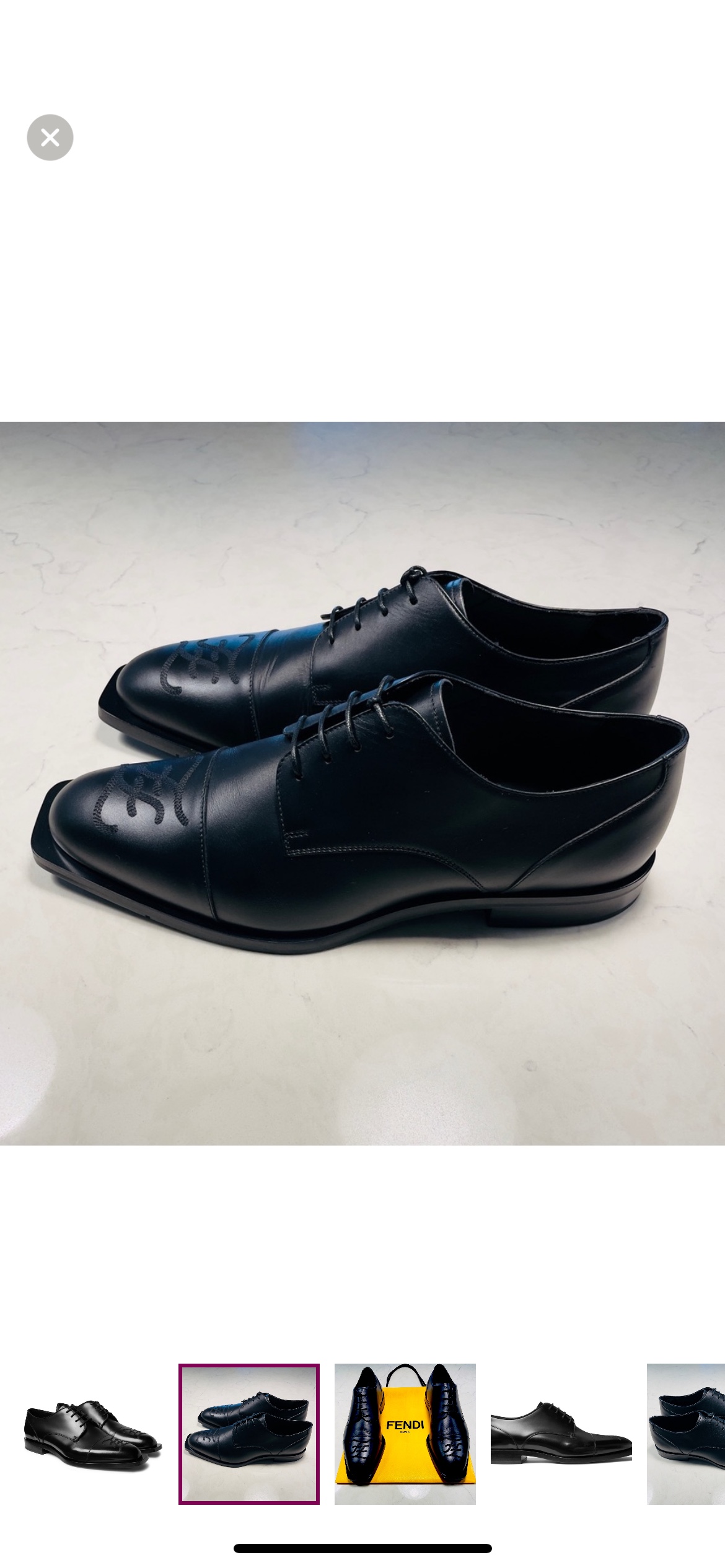 Fendi Black Leather FF Karligraphy Lace Up Derby - photo 2