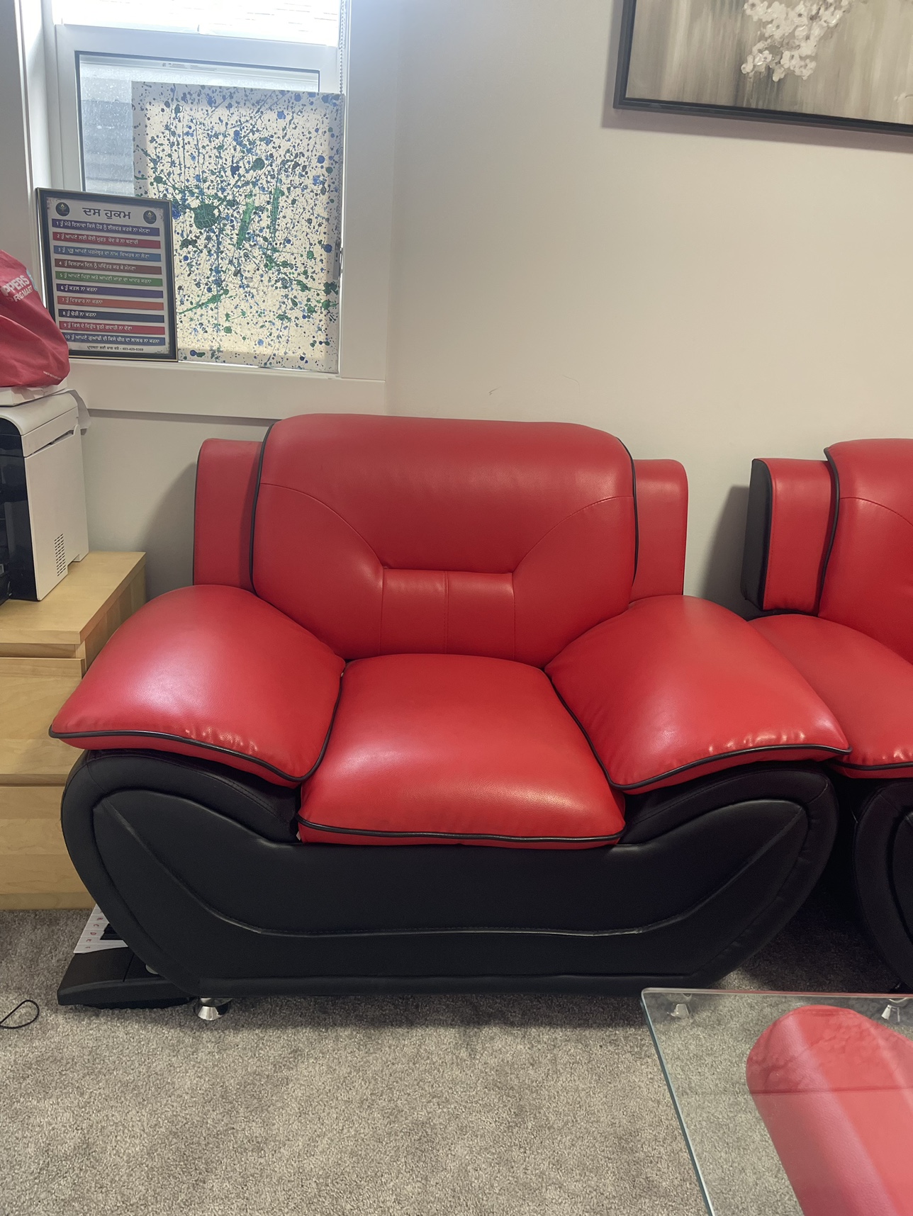 4 pcs Red Leather Sofa Set - photo 3