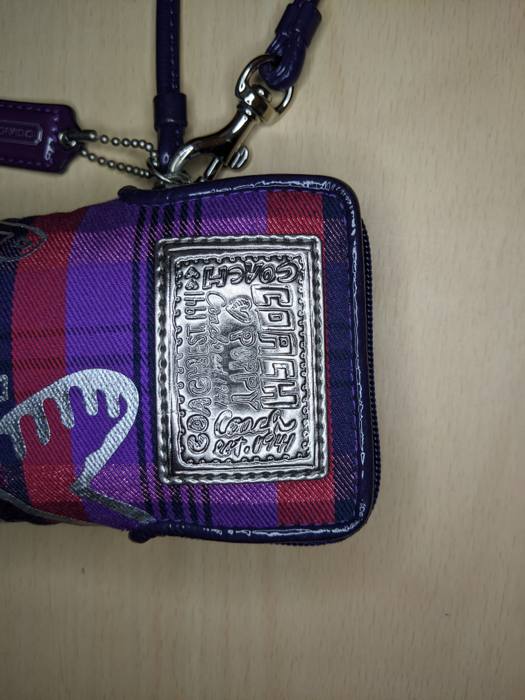 Coach Tartan Poppy Purple Plaid Tartan Wristlet / Pouch Small image indicator(8)