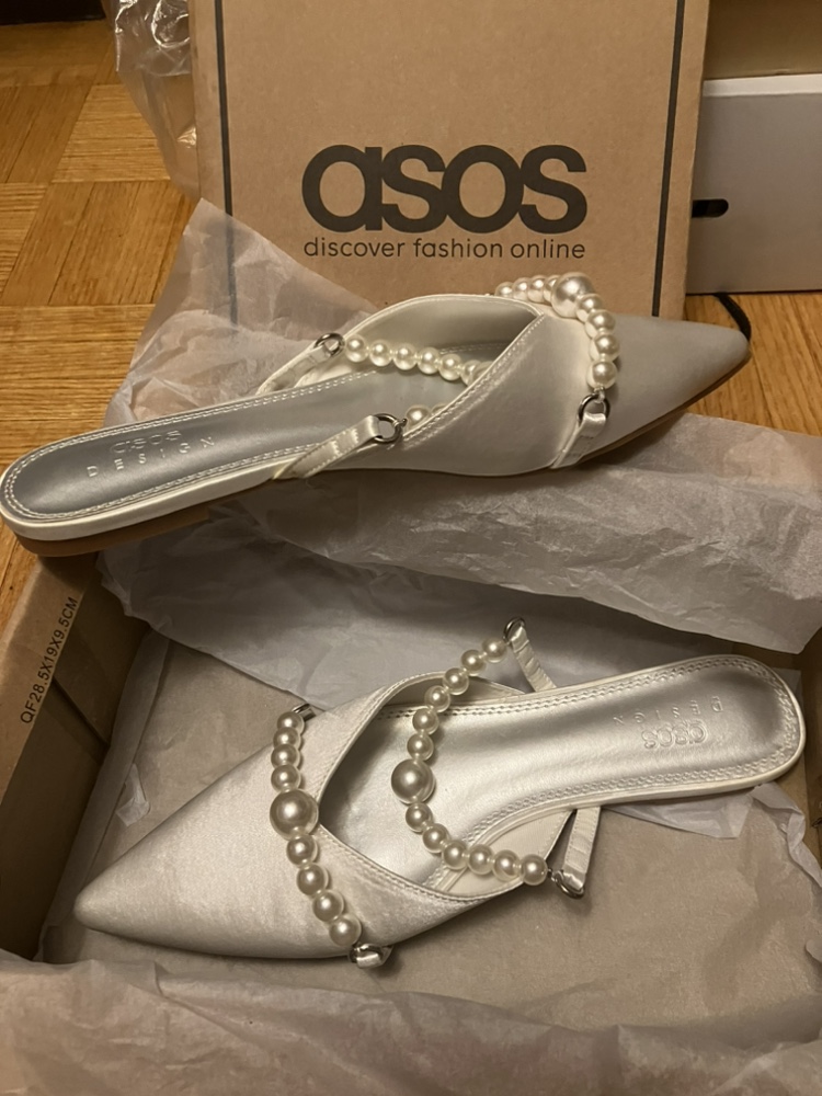 ASOS DESIGN Pearl Detail Pointed Mules image indicator(2)