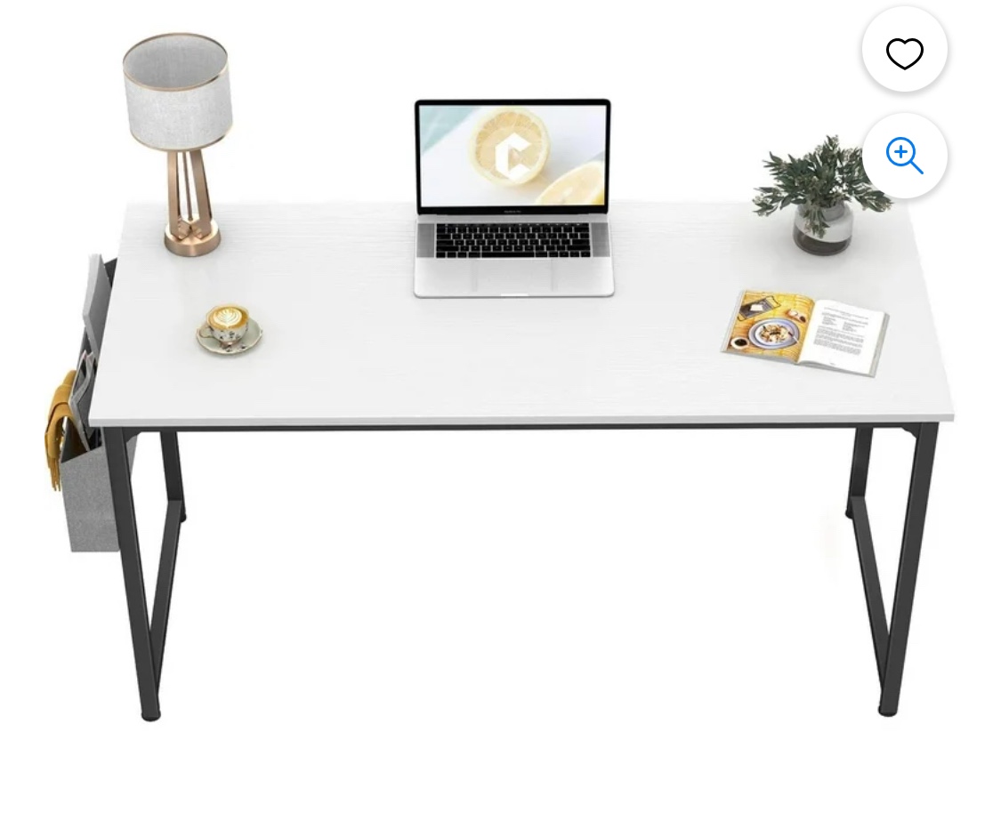 White Desk with Black Metal Legs