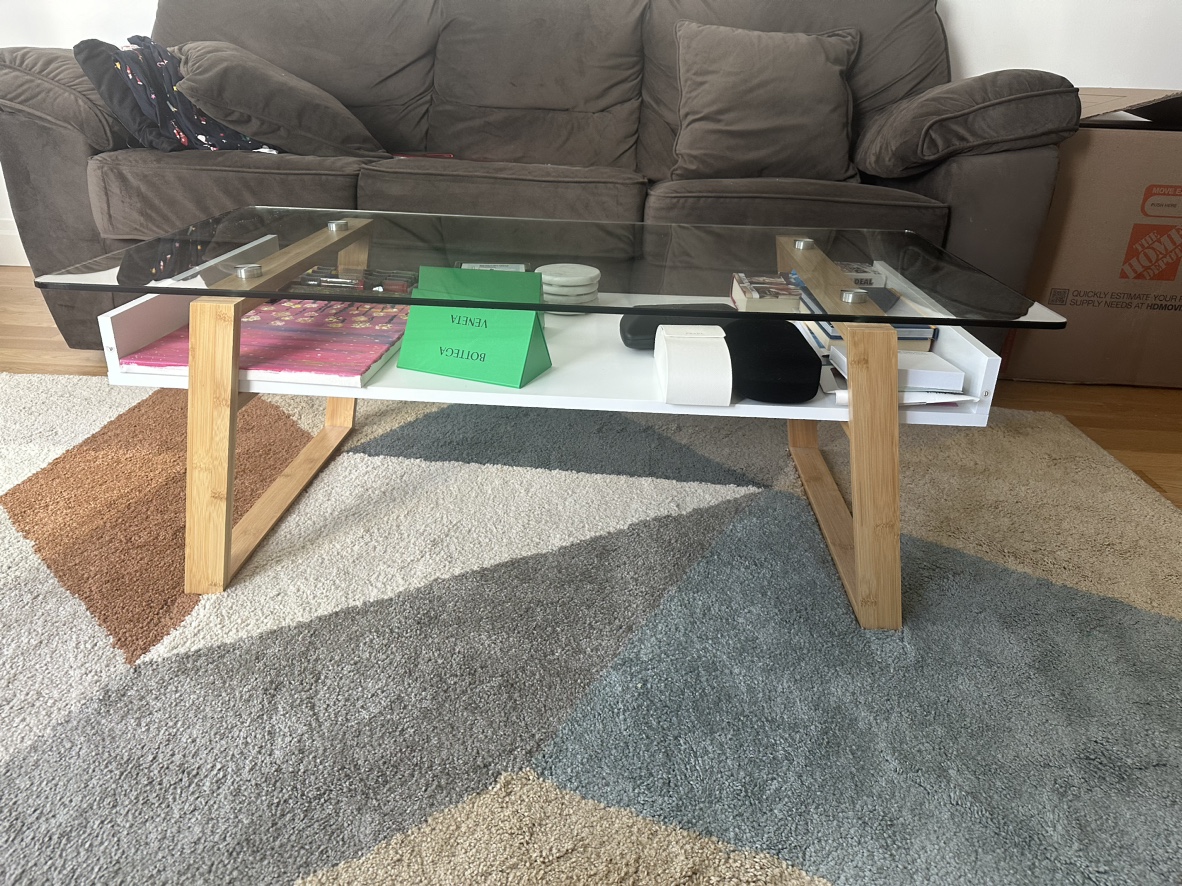 Glass Coffee Table with Storage Shelf