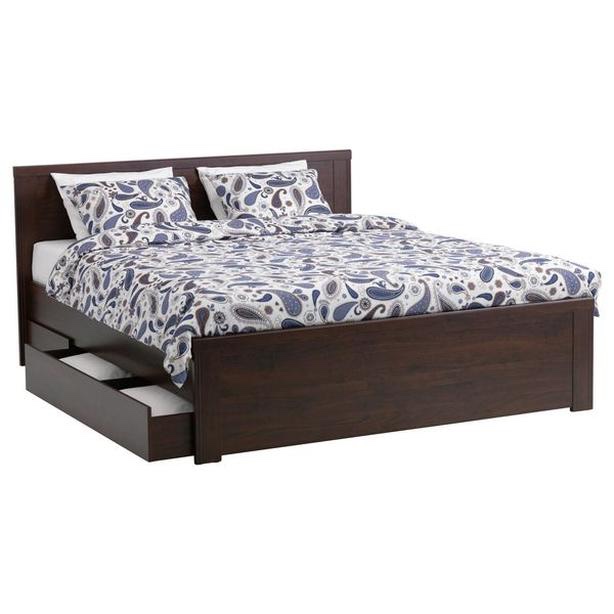 IKEA Brusali Double/Full Bed frame, slats, and storage drawers