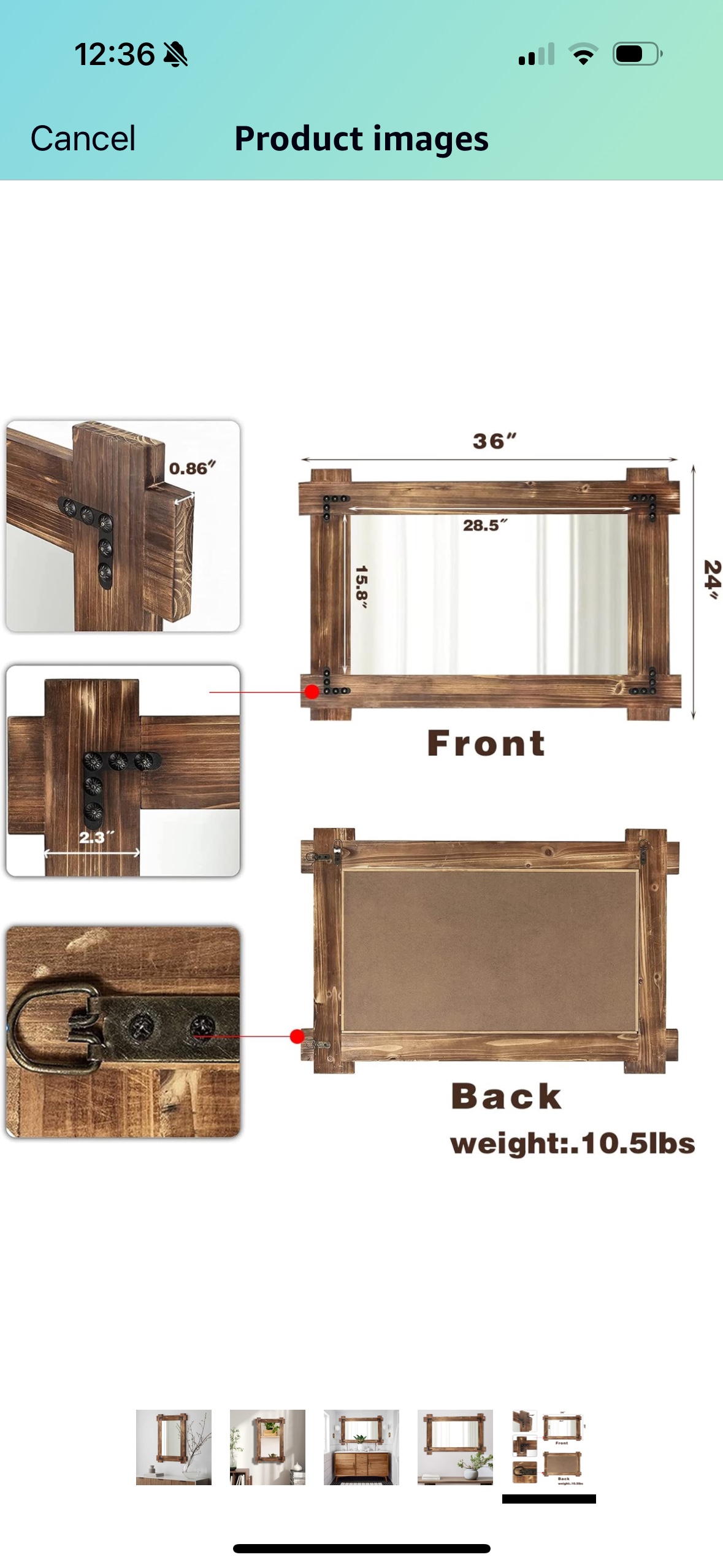 Wooden Framed Mirror - photo 3