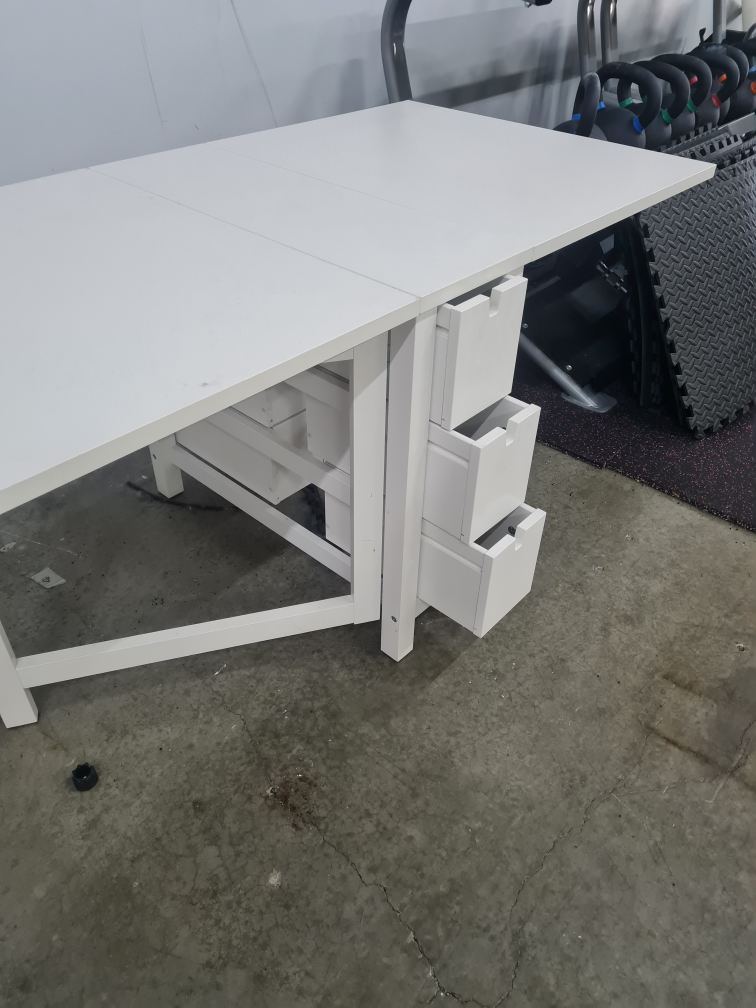 White Folding Table with Drawers - photo 3