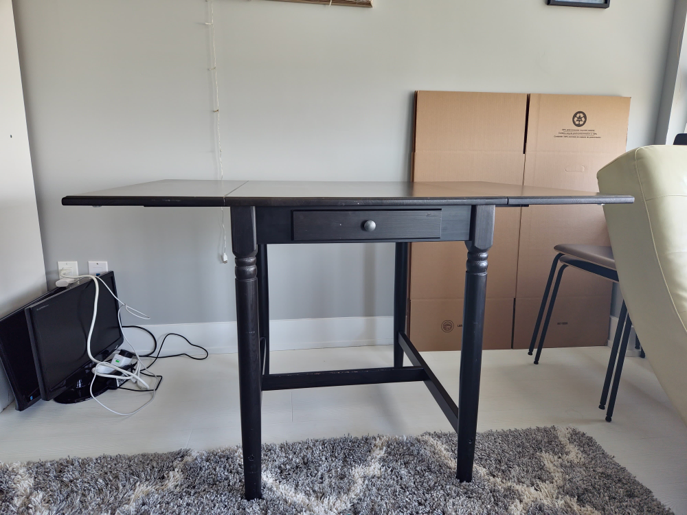 Black Drop Leaf Wooden Table