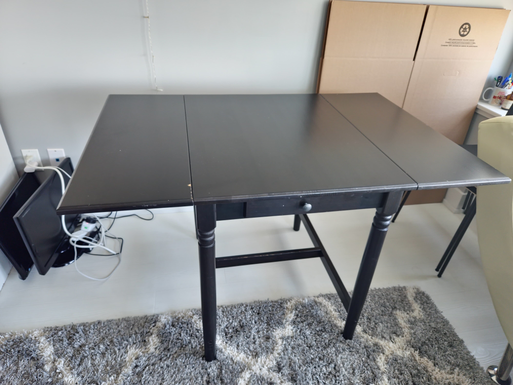 Black Drop Leaf Wooden Table - photo 2