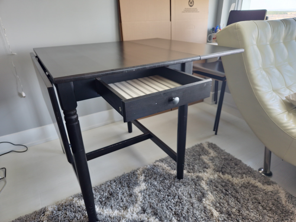 Black Drop Leaf Wooden Table - photo 4