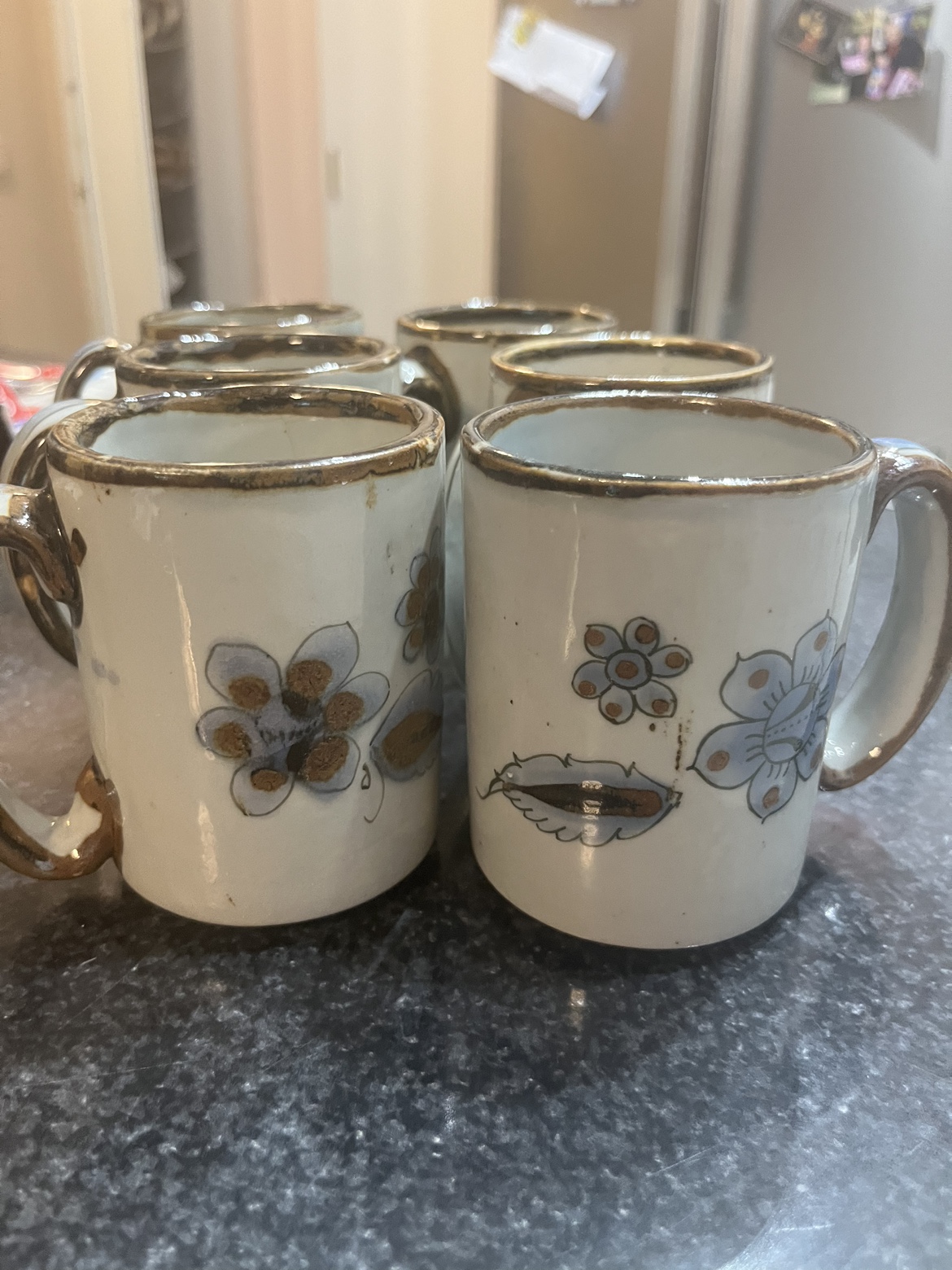 Hand Painted Ceramic Mugs - set of 6 thumbnail