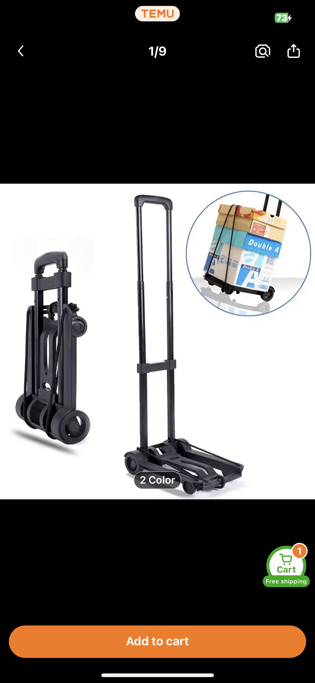 Durable Portable Folding Luggage Cart - Easy-Fold Push - photo 3