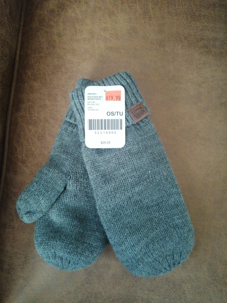 Roots Grey Mittens thumbnail