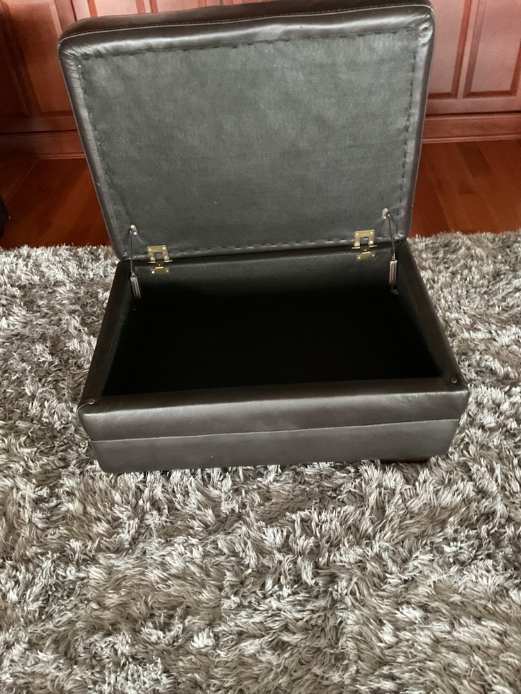 Brown Leather Armchair with Storage Ottoman - photo 3