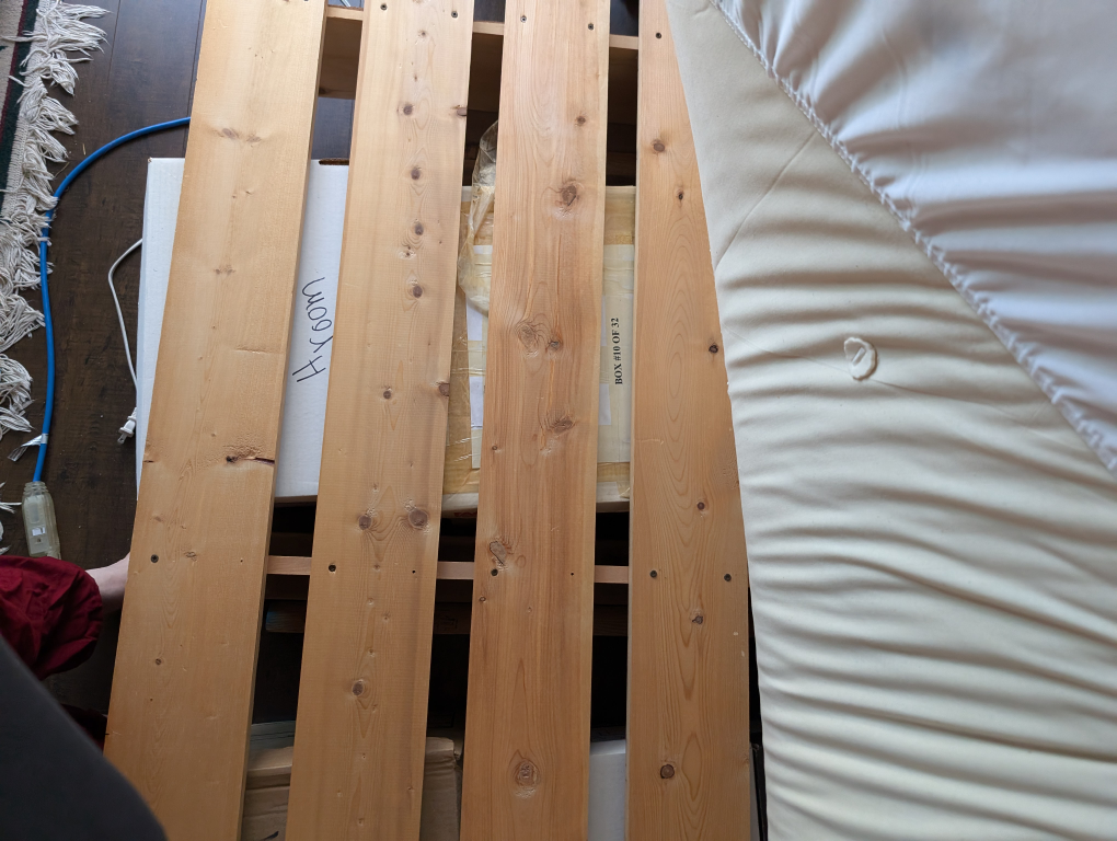 Wooden Futon Bed Slats, beams, and Matress