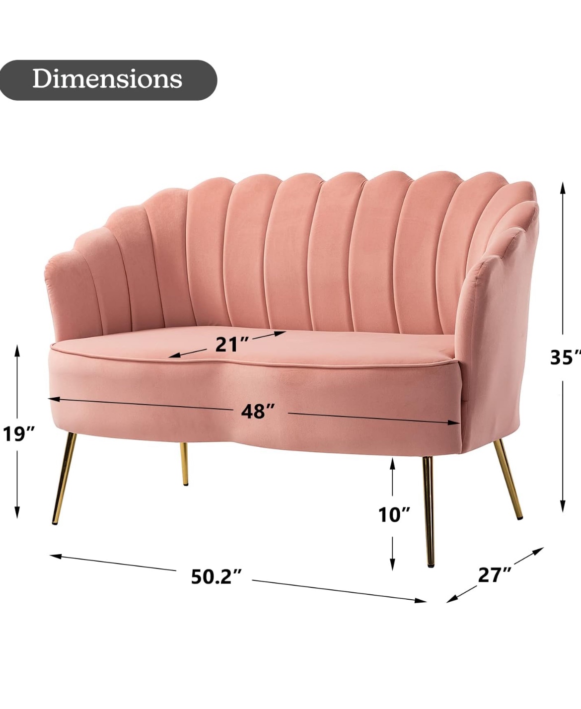 Pink Velvet Scalloped Sofa - photo 3