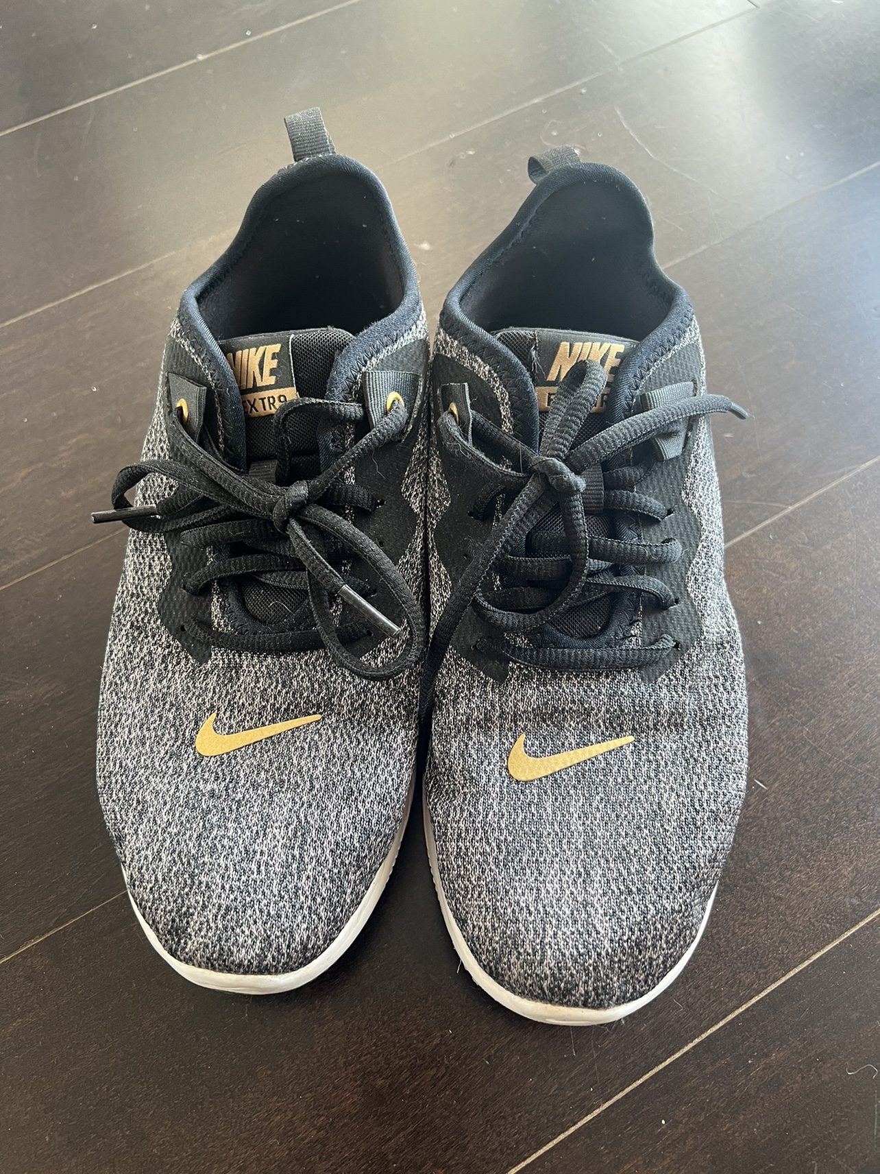 Nike Womens Flex Trainer 9 Black Gray Running Shoes Lace Up image indicator(3)