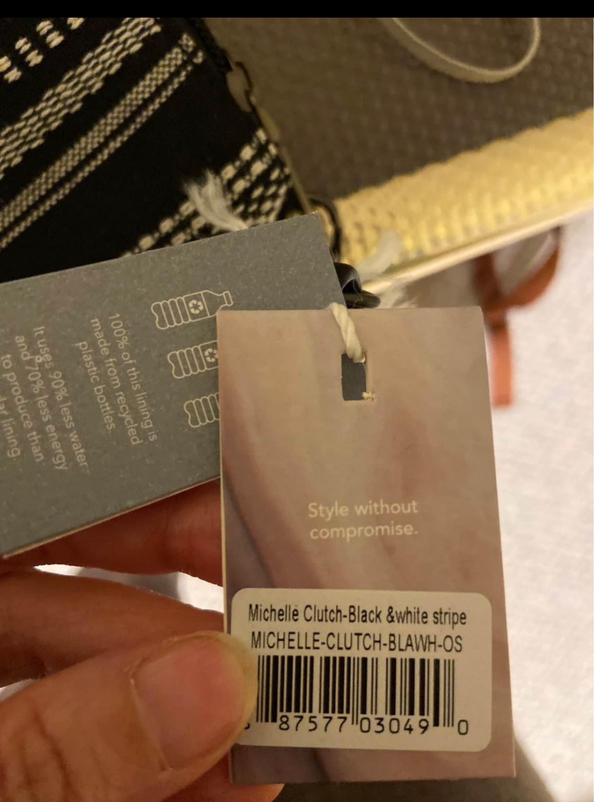 Brand new Pixie Mood Black and White Stripe Crossback/Clutch image indicator(3)