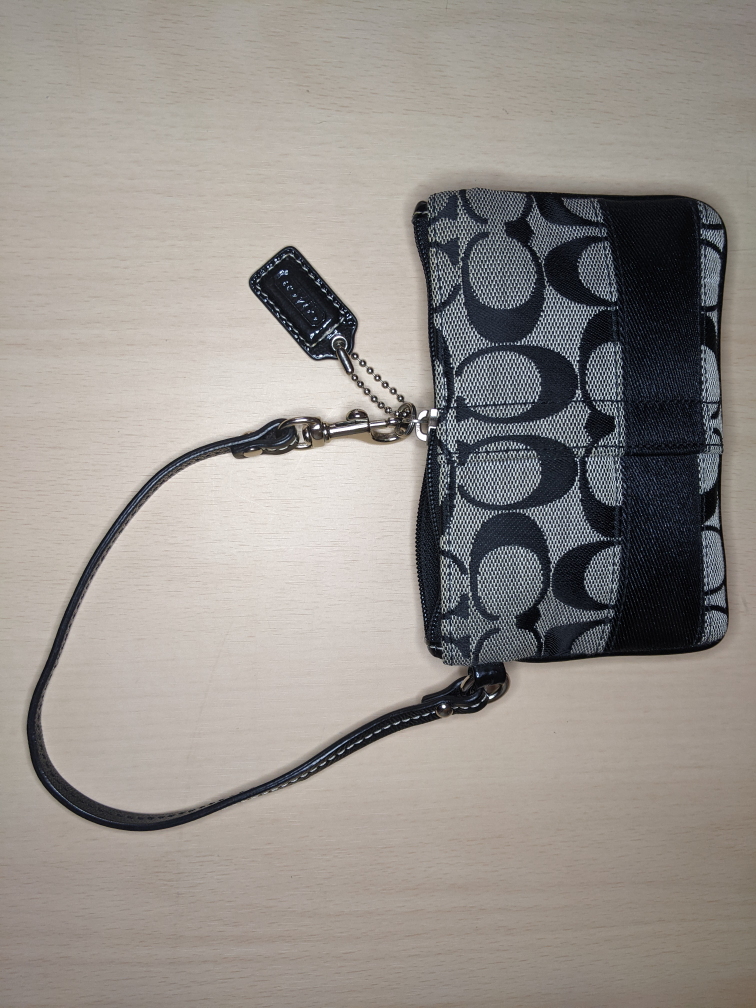 Coach Classic Signature Monogram Wristlet Black Coin Purse image indicator(8)