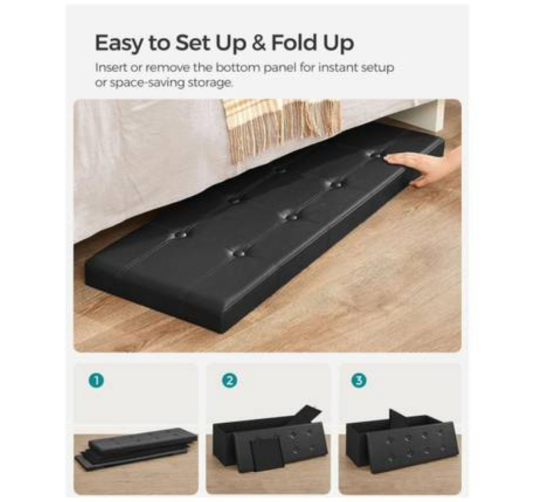 Black Storage Ottoman Foldable Queens 11365 - photo 3
