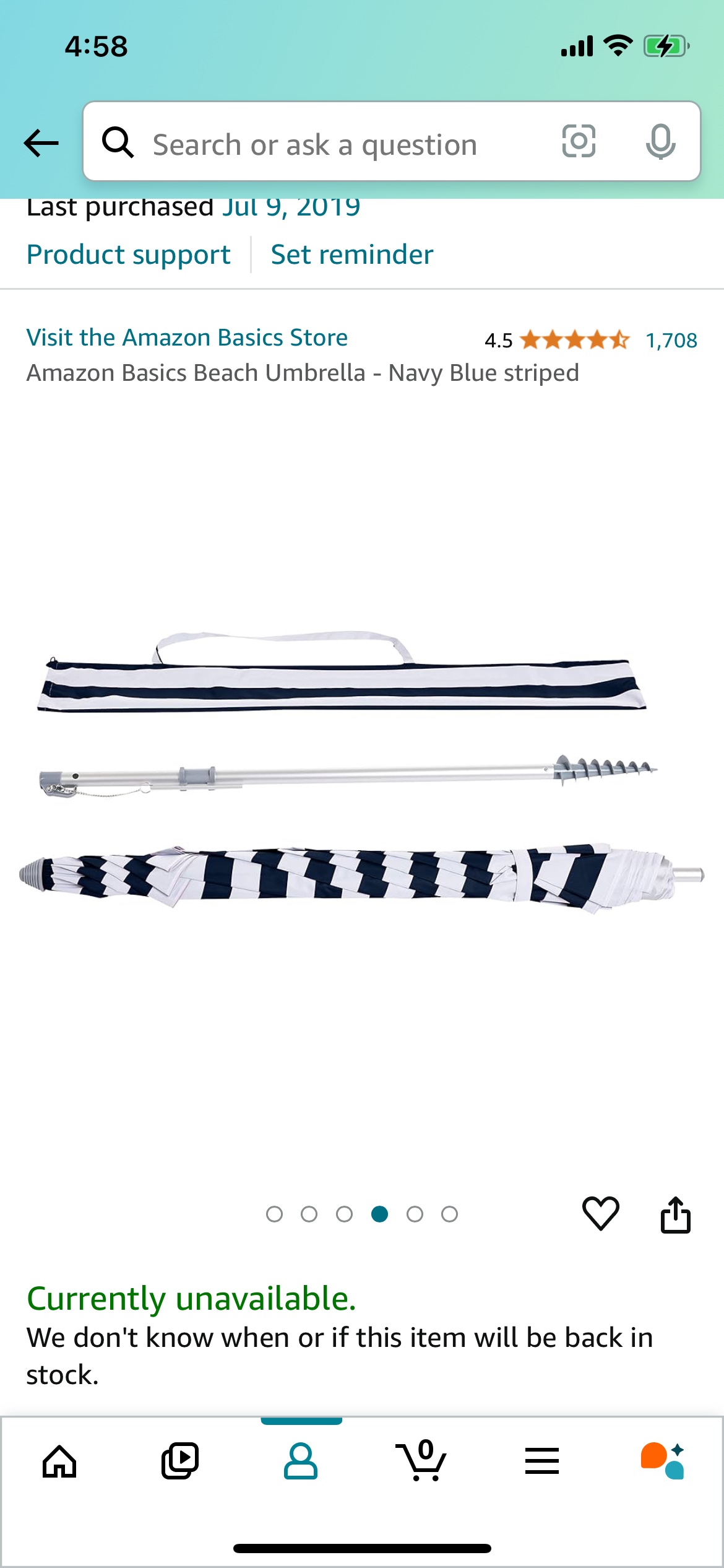 Amazon Basics Beach striped Umbrella - photo 2