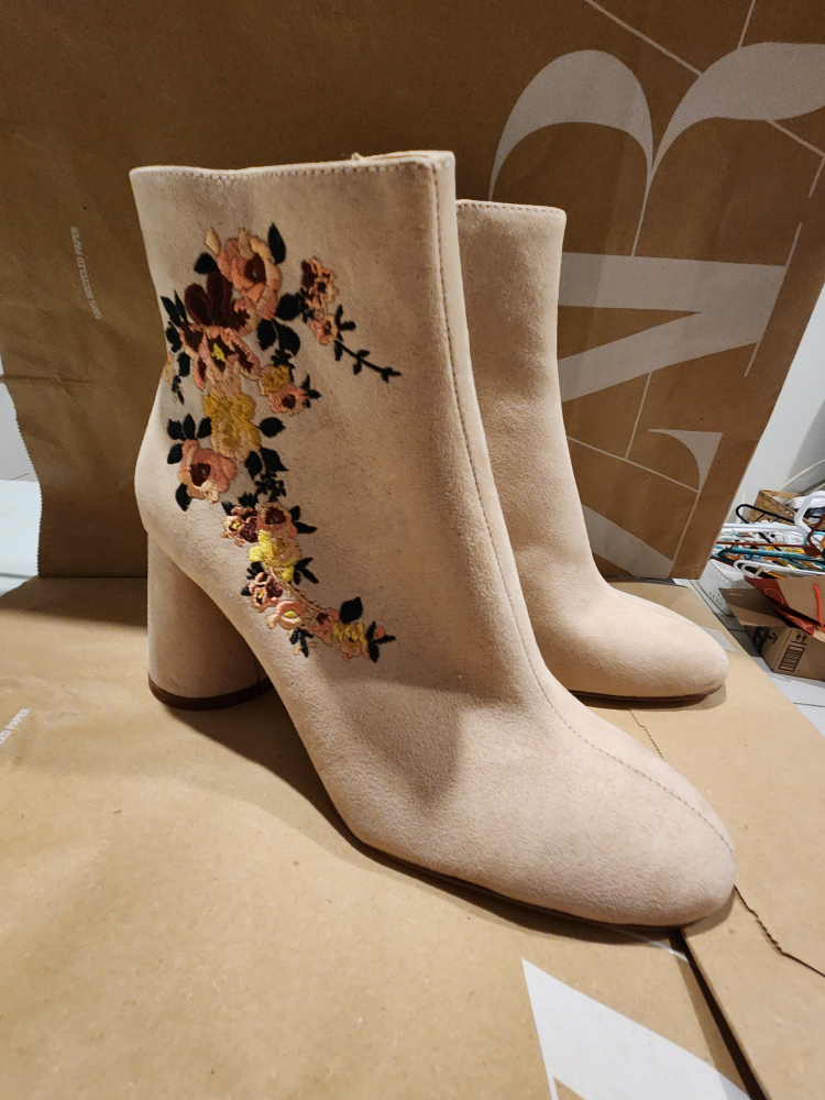 Zara Floral Embroidered Booties