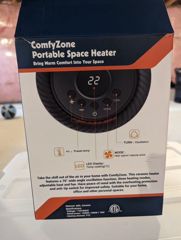 ComfyZone Portable Space Heater image indicator(2)