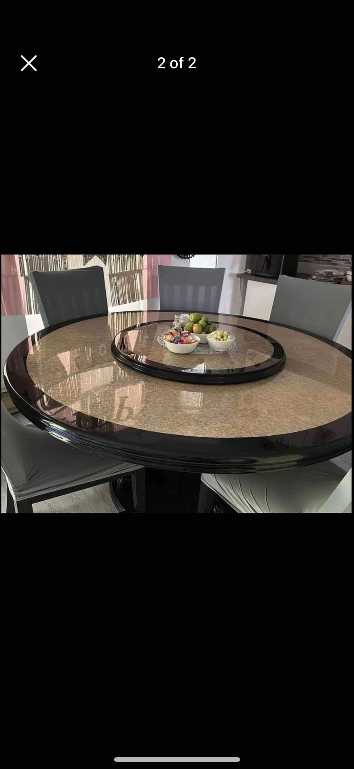 Round Marble Dining Table with lazy susan no chairs
