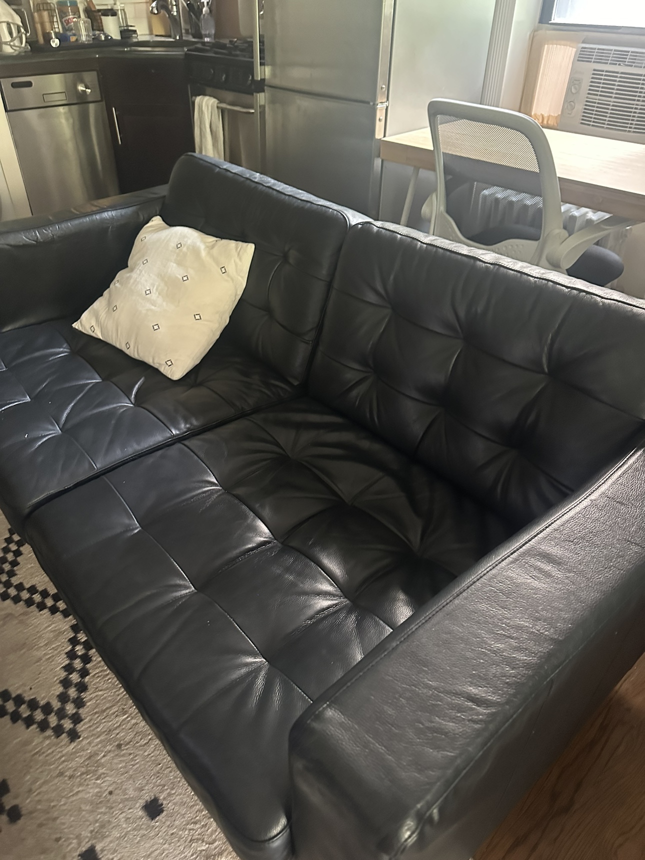 Black faux leather couch (loveseat) - photo 2
