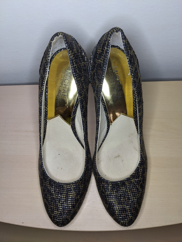 Michael Kors Metallic Snakeskin Peep Toe Platform Heels Pumps 8 image indicator(3)